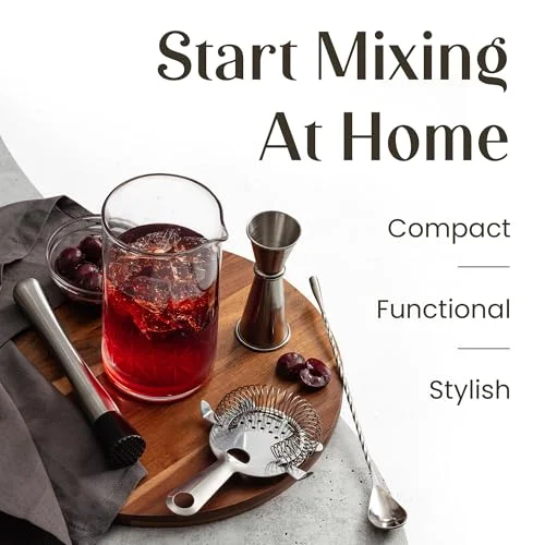 Mixology & Craft Cocktail Set - 7-Piece Bartender Kit with Mixing Glass Set, Japanese Jigger, Spoon, Muddler, and Strainer - Perfect for Old Fashioned Cocktails and Home Bars — 2