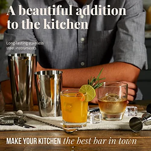 Mixology & Craft Bartender Kit - 13 Piece Set Including Stainless Steel Cocktail Making with Bar Stand & Boston Shaker, Perfect for Drink Mixing at Home, Plus Exclusive Recipe Cards — 5